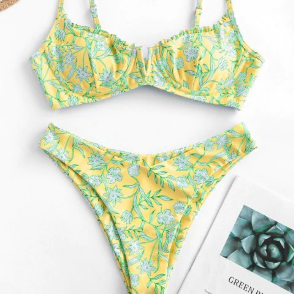 Yellow and green bikini